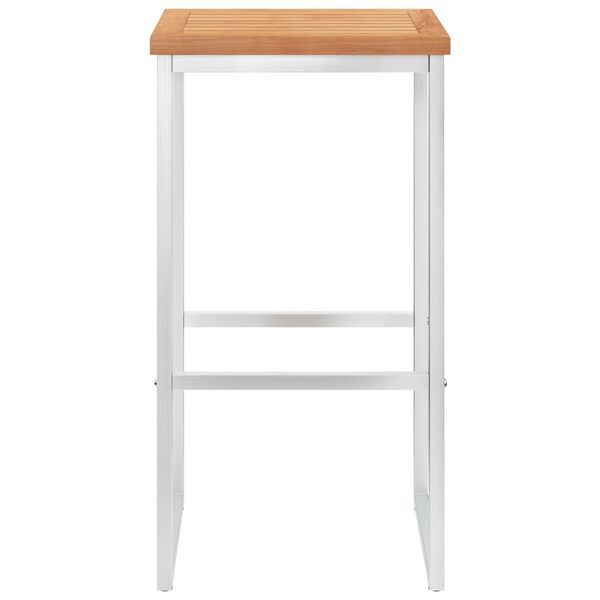 vidaXL Barové stoličky 2 ks, tíkový masív a nehrdzavejúca oceľ