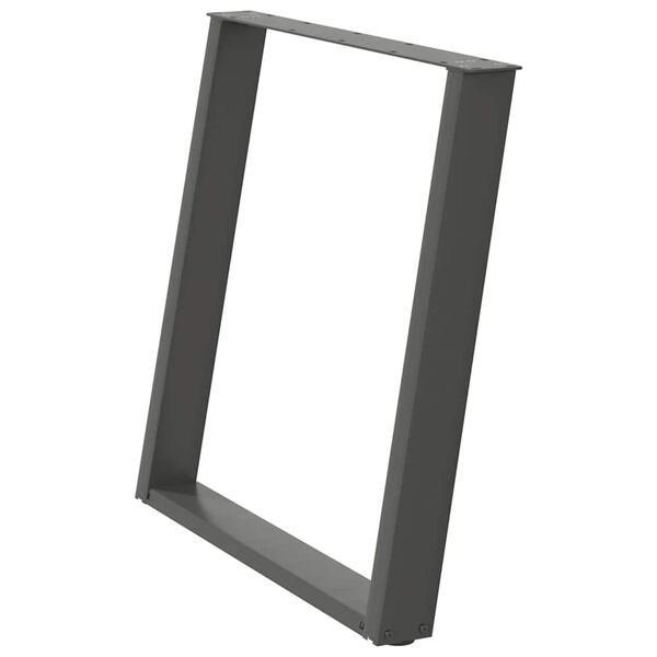 vidaXL Nohy k jed&aacute;lensk&eacute;mu stolu v tvare U, 2 ks, antracitov&eacute;, 80 x (72-73) cm, oceľ