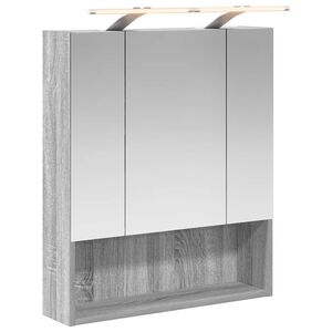 vidaXL K&uacute;peľňov&aacute; zrkadlov&aacute; skrinka Siv&yacute; Sonoma 60 x 14.5 x 70 cm