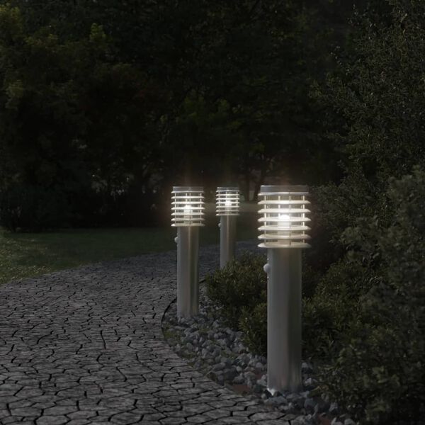 vidaXL Vonkajšia stojaca lampa senzor strieborná 60cm nehrdzavej. oceľ
