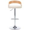 vidaXL Barové stoličky 2 ks, krémové, umelá koža a ohýbané drevo