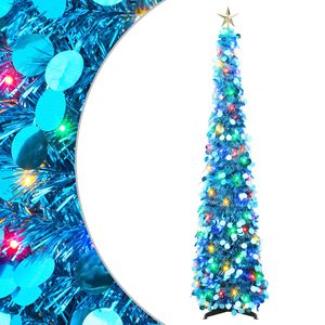 vidaXL Pop-up LED vianočn&yacute; stromček s hviezdou 120 cm 50 LED PET Modr&aacute;