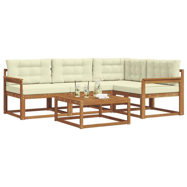 vidaXL Z&aacute;hradn&aacute; s&uacute;prava gaučov s vank&uacute;&scaron;om 5 pcs Pr&iacute;rodn&aacute; a kr&eacute;mov&aacute;