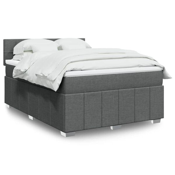 vidaXL Boxspring posteľ s matracom tmavosiv&aacute; 140x200 cm l&aacute;tka