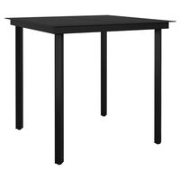 vidaXL Záhradný jedálenský stôl čierny 80x80x74 cm oceľ a sklo