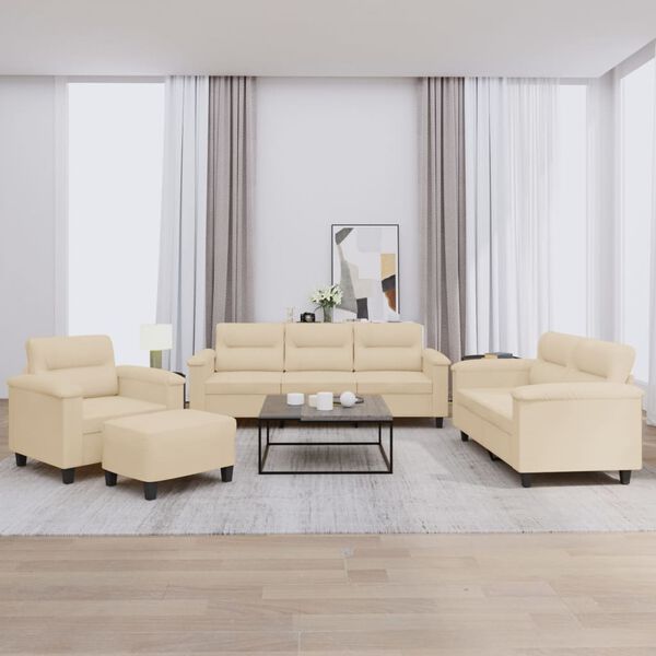 vidaXL 4-dielna sedacia s&uacute;prava s vank&uacute;&scaron;mi kr&eacute;mov&aacute; mikrovl&aacute;kno