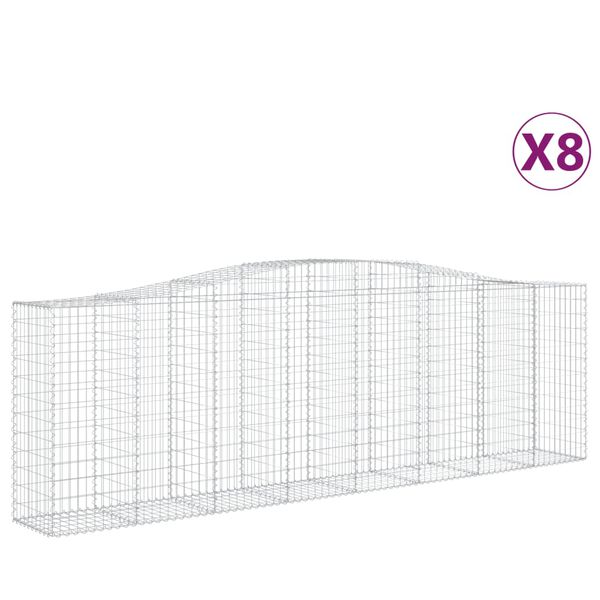 vidaXL Oblúkové gabionové koše 8 ks 400x50x120/140 cm pozink. železo