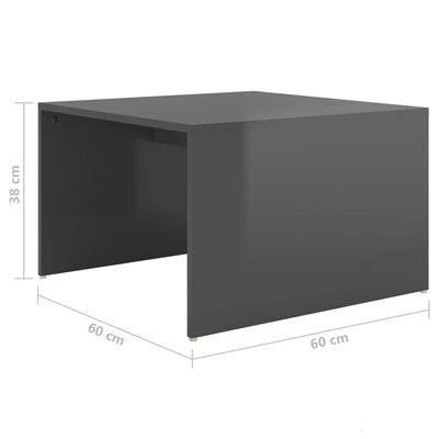 vidaXL Zasúvacie stolíky 3 ks, lesklé sivé 60x60x38 cm