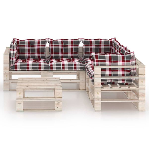 vidaXL 6-dielna z&aacute;hradn&eacute; paletov&aacute; sedacia s&uacute;prava s vank&uacute;&scaron;mi borovica