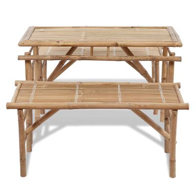 vidaXL Pivný stôl s 2 lavicami 100 cm bambusový