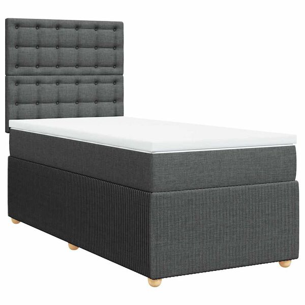 vidaXL Boxspring posteľ s matracom tmavosiv&aacute; 100x200 cm l&aacute;tka