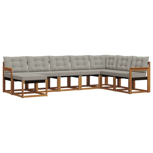 vidaXL Z&aacute;hradn&aacute; s&uacute;prava gaučov s vank&uacute;&scaron;om 8 pcs Pr&iacute;rodn&aacute; a svetlosiv&aacute;