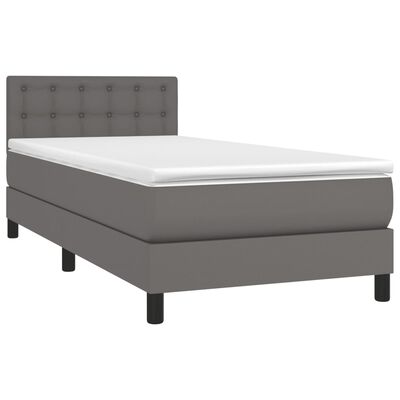 vidaXL Boxspring posteľ s matracom a LED sivá 80x200 cm umelá koža