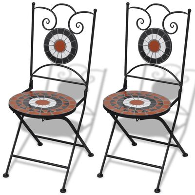 vidaXL Skladacie záhradné stoličky 2 ks, keramika, tehlové a biele