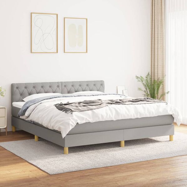 vidaXL Boxspring posteľ s matracom svetlosiv&aacute; 100x200 cm l&aacute;tka