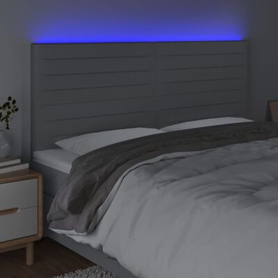 vidaXL Čelo postele s LED bledosivé 180x5x118/128 cm látka