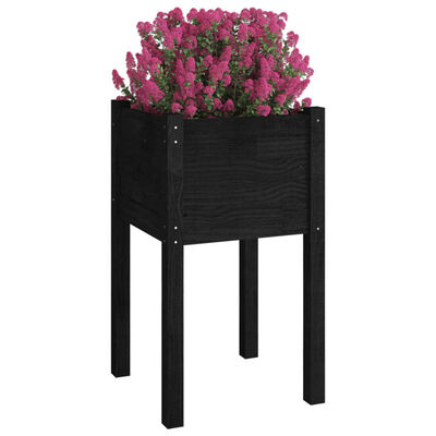 vidaXL Záhradné kvetináče 2 ks čierne 40x40x70 cm borovicový masív