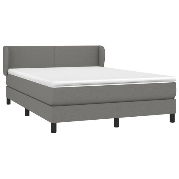 vidaXL Boxspring posteľ s matracom tmavosiv&aacute; 140x190 cm l&aacute;tka