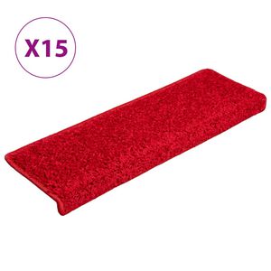 vidaXL Schodov&eacute; rohože 15 ks 65x21x4 cm červen&eacute; s obdĺžnikov&yacute;m okrajom