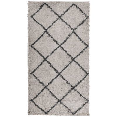 vidaXL Chlpatý koberec vysoký vlas moder. béžovo-antracitový 120x120cm