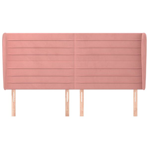 vidaXL Čelo postele so z&aacute;hybmi ružov&yacute; 203x23x118/128 cm zamat