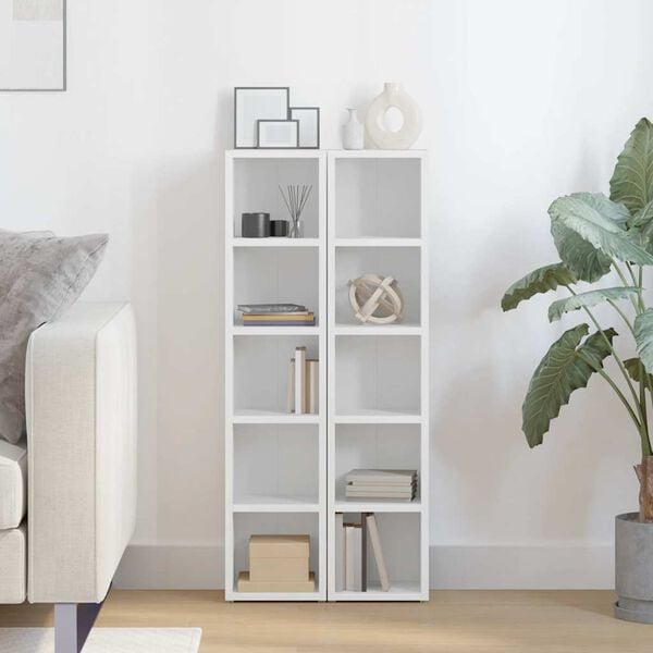 vidaXL Skrinky na CD 2 ks, biele 21x16x93,5 cm, kompozitn&eacute; drevo