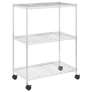 vidaXL Reg&aacute;l s 3 policami na kolieskach 60x35x81 cm chr&oacute;mov&yacute; 150 kg