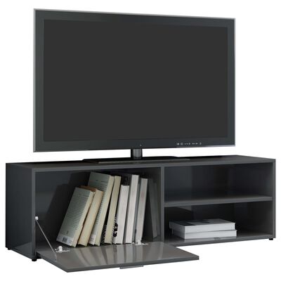 vidaXL TV skrinka, lesklá sivá 120x34x37 cm, drevotrieska