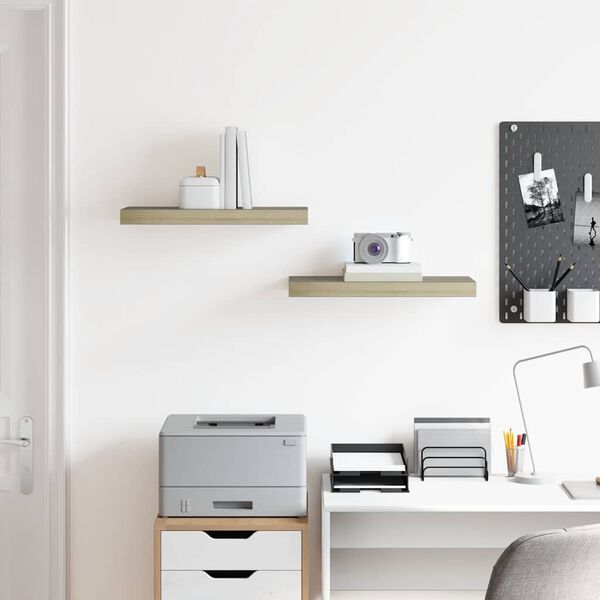 vidaXL Pl&aacute;vaj&uacute;ce n&aacute;stenn&eacute; police 2 ks, dubov&eacute; 50x23x3,8 cm, MDF