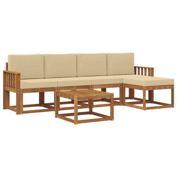 vidaXL Z&aacute;hradn&aacute; s&uacute;prava gaučov s vank&uacute;&scaron;om 6 pcs Pr&iacute;rodn&aacute; a b&eacute;žov&aacute;