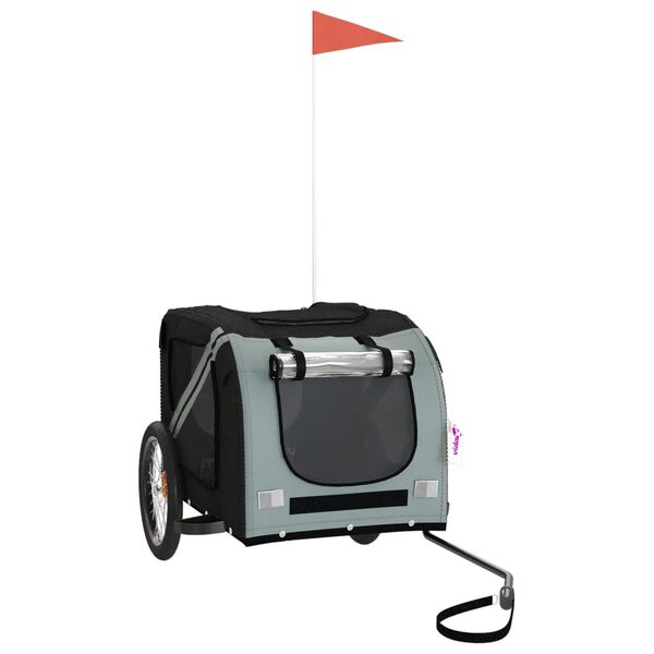 vidaXL Cyklovozík pre zvieratá, čierno sivý, oxfordská látka, železo