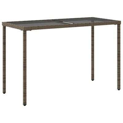 vidaXL Záhradný stôl so sklenenou doskou sivý 115x54x74 cm polyratan