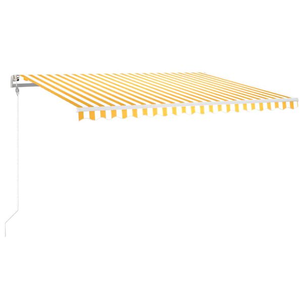 vidaXL Automatick&aacute; mark&iacute;za, LED a senzor vetra 400x300 cm, žlt&aacute;/biela