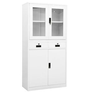 vidaXL Kancel&aacute;rska skriňa biela 90x40x180 cm oceľ a tvrden&eacute; sklo