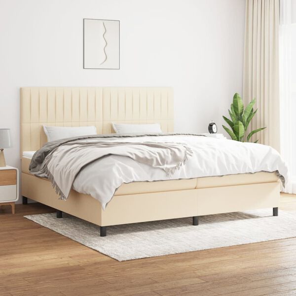 vidaXL Boxspring posteľ s matracom kr&eacute;mov&aacute; 200x200 cm l&aacute;tka