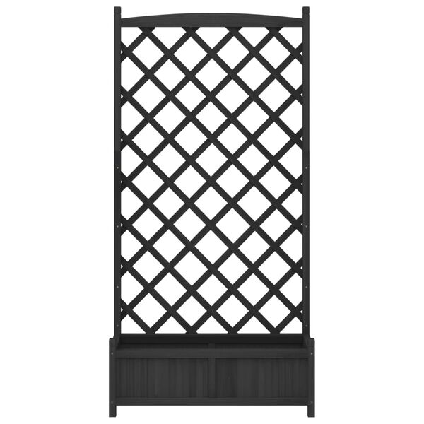 vidaXL Kvetináč s mriežkou čierny masívna jedľa