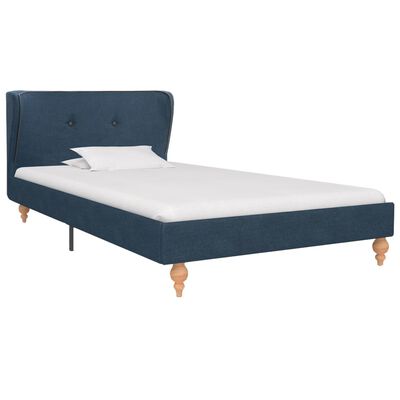 vidaXL Rám postele modrý látkový 90x200 cm