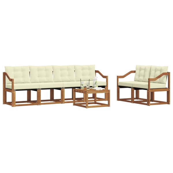 vidaXL Z&aacute;hradn&aacute; s&uacute;prava gaučov s vank&uacute;&scaron;om 7 pcs Pr&iacute;rodn&aacute; a kr&eacute;mov&aacute;