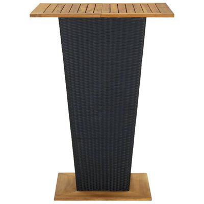vidaXL Barový stôl čierny 80x80x110 cm polyratan a akáciový masív