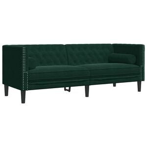 vidaXL 3-miestna pohovka Chesterfield s opierkami tmavozelen&aacute; zamat