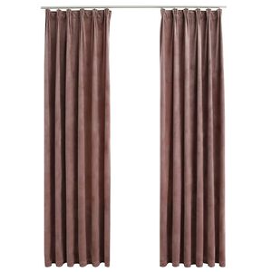 vidaXL Zatemňovacie z&aacute;vesy 2ks s h&aacute;čikmi, zamat, staroružov&eacute; 140x245cm