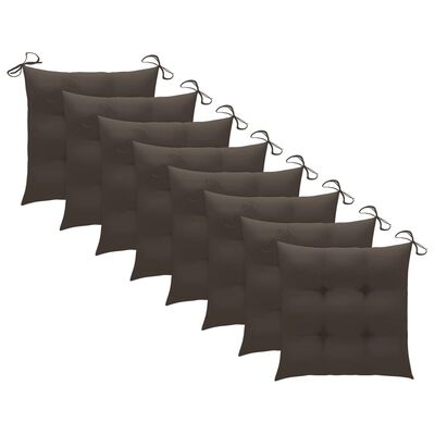 vidaXL Záhradné stoličky 8 ks so sivohnedými podložkami tíkový masív