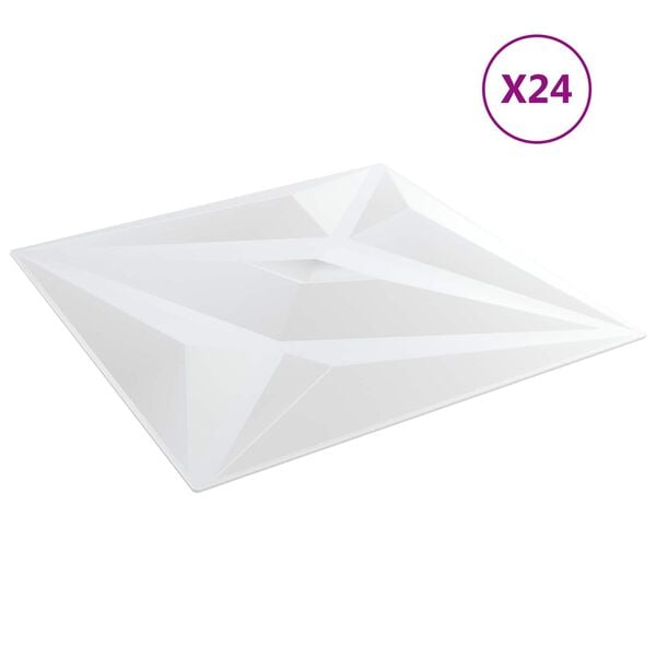 vidaXL N&aacute;stenn&eacute; panely Hviezda 24 pcs Biely Star 50 x 50 cm XPS Pena