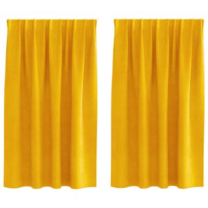 vidaXL Zatemňovacie z&aacute;vesy 2 pcs Horčicov&aacute; žlt&aacute; 140 x 140 cm Zamat