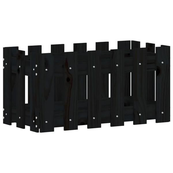 vidaXL Z&aacute;hradn&yacute; kvetin&aacute;č s dizajnom plotu čierny 60x30x30 cm borovica