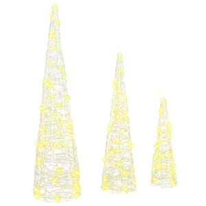 vidaXL Vianočn&yacute; stromček 3 ks 90 LED Tepl&aacute; biela 20 x 20 x 80 cm Akryl