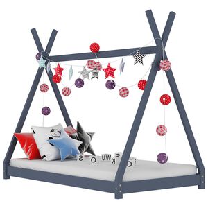 vidaXL Detsk&yacute; posteľn&yacute; r&aacute;m siv&yacute; borovicov&yacute; mas&iacute;v 90x200 cm
