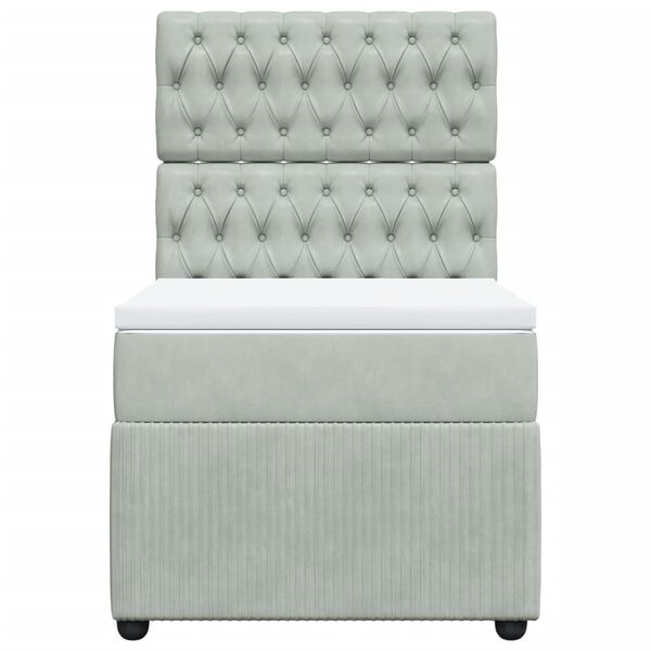 vidaXL Posteľn&yacute; r&aacute;m boxsping s matracom bledosiv&yacute; 100x200 cm zamat