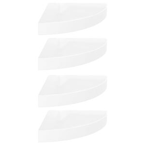 vidaXL Pl&aacute;vaj&uacute;ce rohov&eacute; police 4 ks, vysoko leskl&eacute; biele, 25x25x3,8 cm MDF