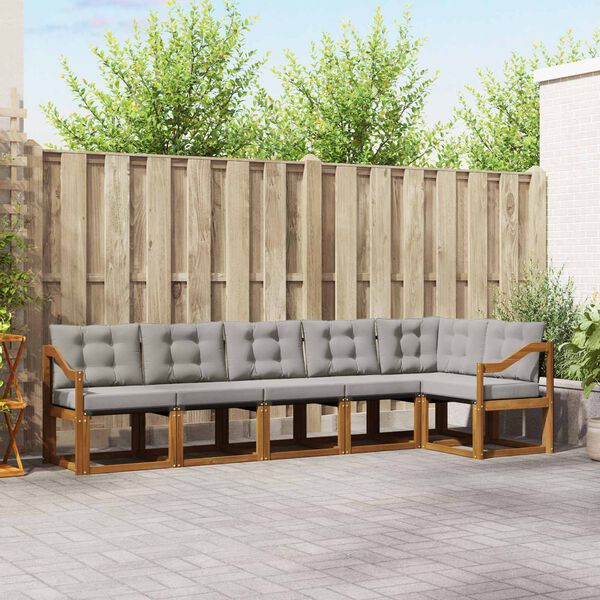 vidaXL Z&aacute;hradn&aacute; s&uacute;prava gaučov s vank&uacute;&scaron;om 6 pcs Pr&iacute;rodn&aacute; a svetlosiv&aacute;